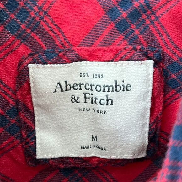 Abercrombie & Fitch Red Plaid Button Down Flannel Shirt Medium - Picture 11 of 11